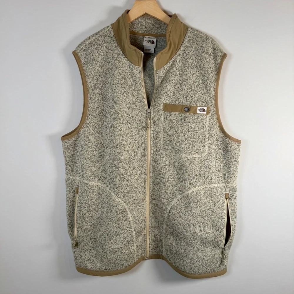 The North Face Gordon Lyons Full Zip Up Fleece Jacket Vest XL Heathered Winter